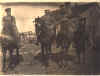 Ich mit Wachtmeister und Zahlmeister und Flieger "Wilke" vor unserem Sonntagsritt am 18.04.1915